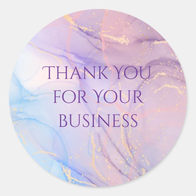 Rond Pink & Blue Gold Glitter Marble Sticker Sheet (Devant)