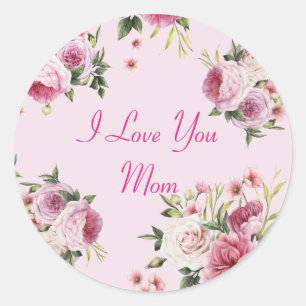 Rond Pink I Love You Mom Classic Round Sticker
