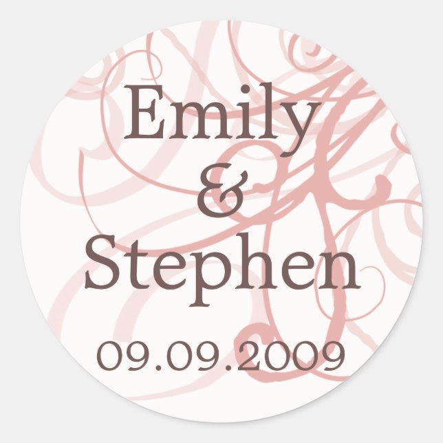 Rond Pink Pastel Swirls ・ Save the Date Sticker (Devant)