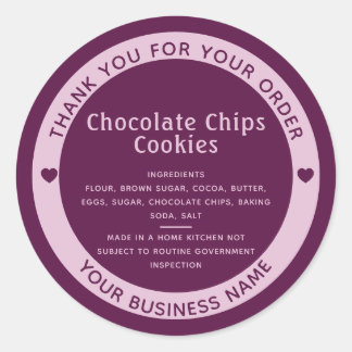 Rond Plum Purple Cottage Law Ingrédient Cookie Sticker