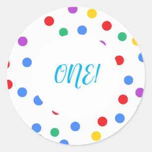 Rond Points Confetti colorés 1er Sticker Anniversaire
