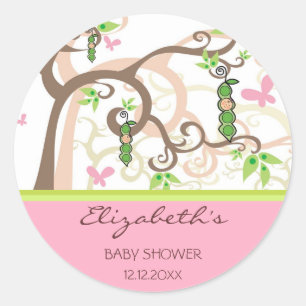 Rond Pois Rose Dans Un Sticker Baby shower Fille Pod