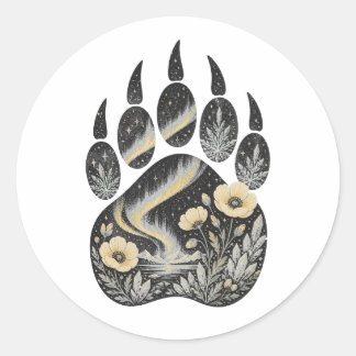 Rond Polar Bear Botanical Footprint Nature Sticker