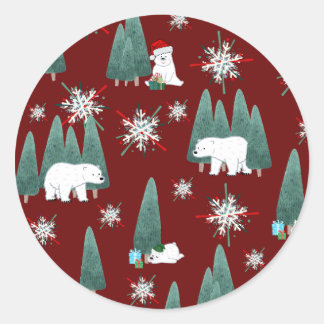 Rond Polar Bear Christmas Sticker