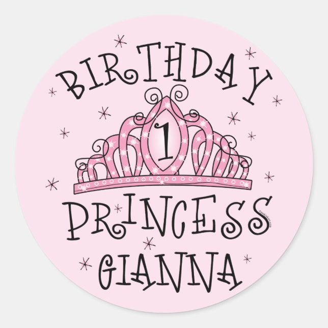 Rond Princesse Gianna Sticker d'anniversaire de diadème (Devant)