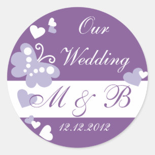 Rond Purple Notre Sticker Monogram Mariage