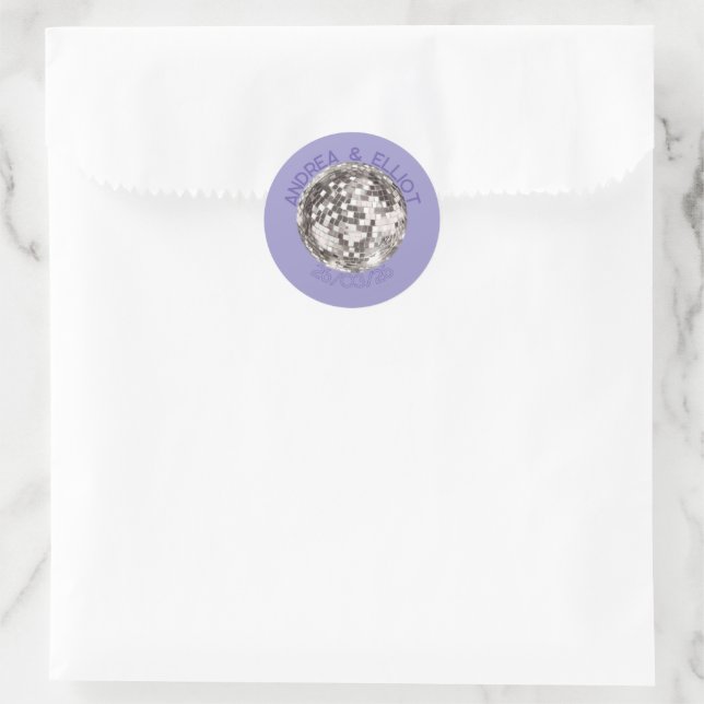 Rond Purple Retro Disco Wedding Sticker Envelope Seal (Sac)