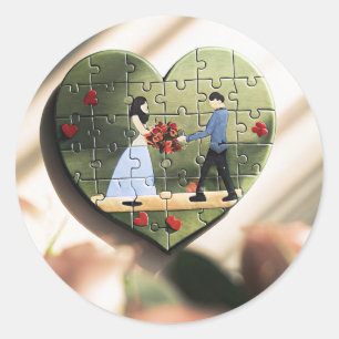 Rond Puzzle en forme de cœur Sticker romantique