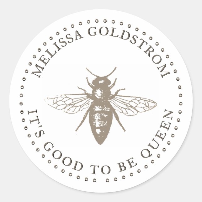 Rond Queen Bee Good to be Queen Return Adresse Sticker (Devant)