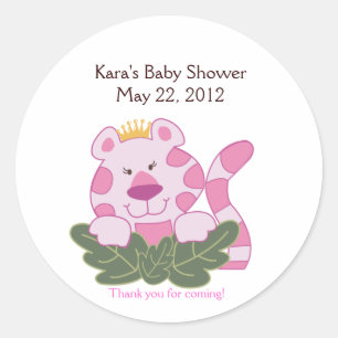 Rond Queen of the Jungle Baby shower rose Favor Sticker