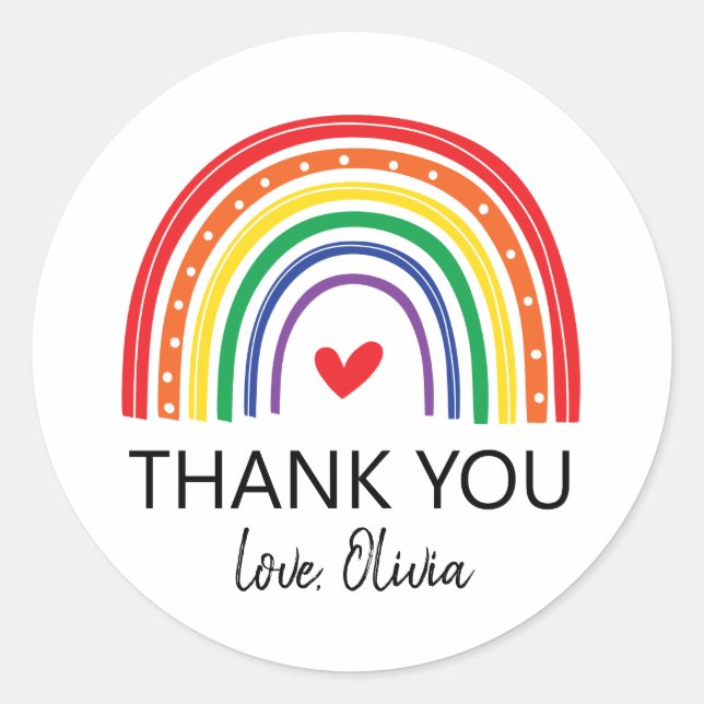 Rond Rainbow Anniversaire Merci Favoriser Sticker (Devant)
