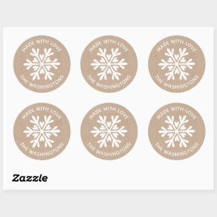 Rond Réalisé avec l'amour Kraft Snowflake Sticker de No