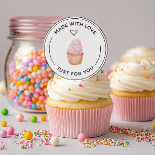 Rond Réalisé avec l'amour Sticker Cupecake