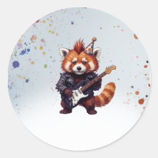 Rond Red Panda Rocker Birthday Sticker