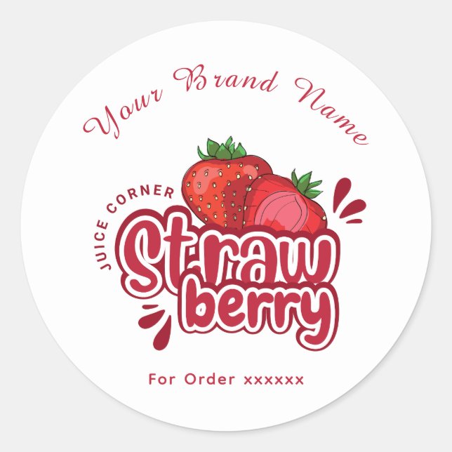 Rond Red Strawberry juice cornor Logo Sticker (Devant)