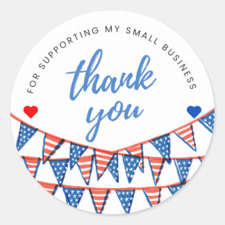 Rond Red, White, And Blue Flag Thank You Round Sticker