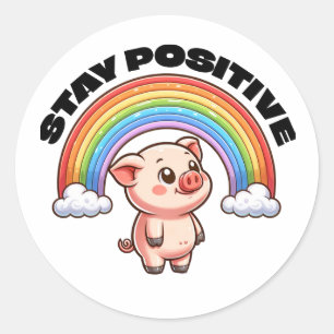Rond Restez positif Rainbow Pig Sticker Design
