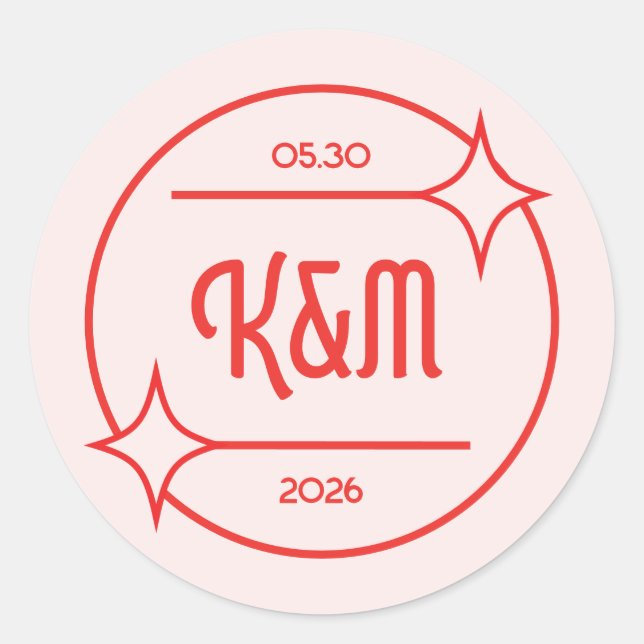 Rond Retro Diner Inspired Wedding Invitation Sticker (Devant)