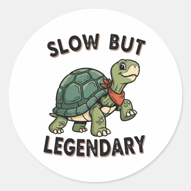 Rond Retro Turtle Legendary Quote Vinyl Sticker (Devant)