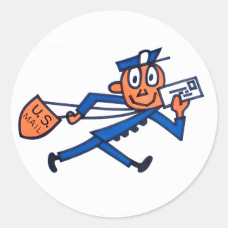 Rond Retro US Mail Carrier Cartoon sticker