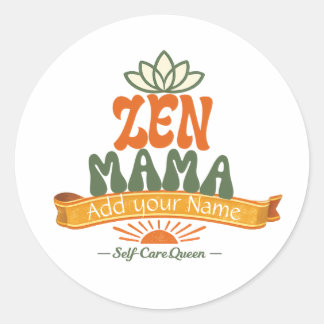 Rond Retro Zen Mama Yoga Lotus Personalized Art Sticker