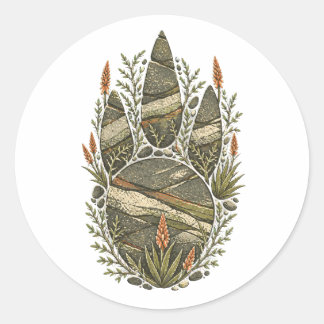 Rond Rhinoceros Botanical Footprint Nature Sticker