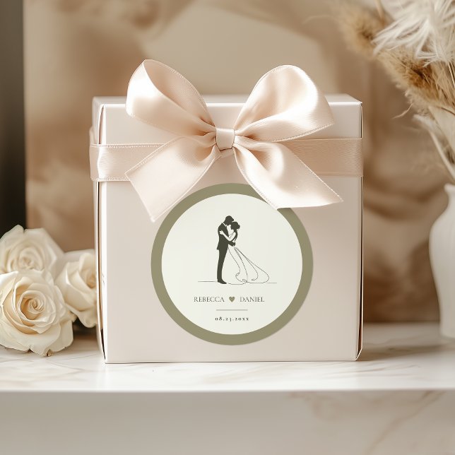 Rond Romantic Couple Silhouette Wedding Sticker Seal (Créateur téléchargé)