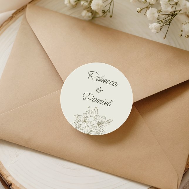 Rond Romantic Floral Wedding Envelope Seal Sticker (Créateur téléchargé)