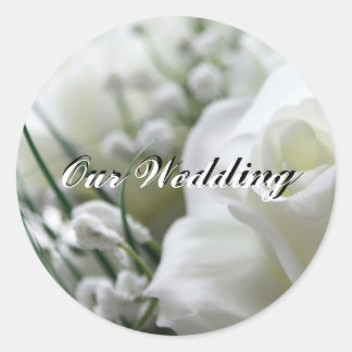 Rond Rose blanche Notre Sticker mariage