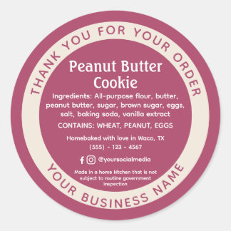 Rond Rose Pink Cottage Law Food Ingredient Sticker