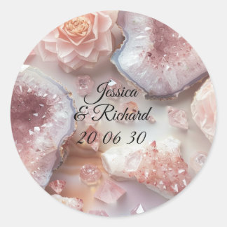 Rond Rose Quartz Romance Wedding Personalized Sticker