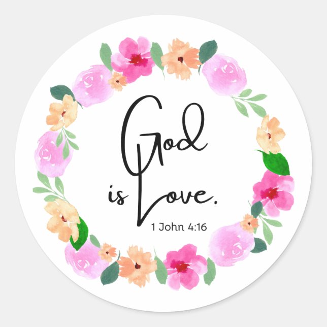 Rond Round Sticker God is Love Bible Verse (Devant)