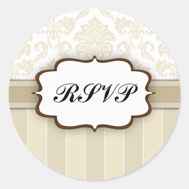 Rond RSVP - Sticker en damas beige (Devant)