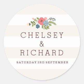 Rond Ruban mariage - Sticker rose