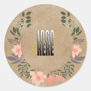 Rond Rustic Floral Ajoutez Votre Sticker Logo
