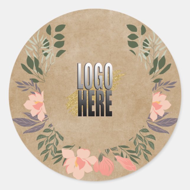 Rond Rustic Floral Ajoutez Votre Sticker Logo (Devant)