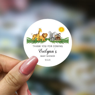 Rond Safari Animaux Baby shower Classic Round Sticker