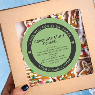 Rond Sage Green Cottage Law Ingrédient Cookie Sticker