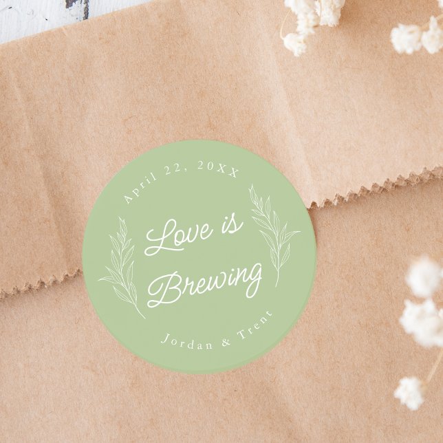 Rond Sage Green Love est brasser Sticker Café Faveur (Créateur téléchargé)
