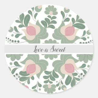 Rond Sage Green Wildflower Wedding Favor Sticker