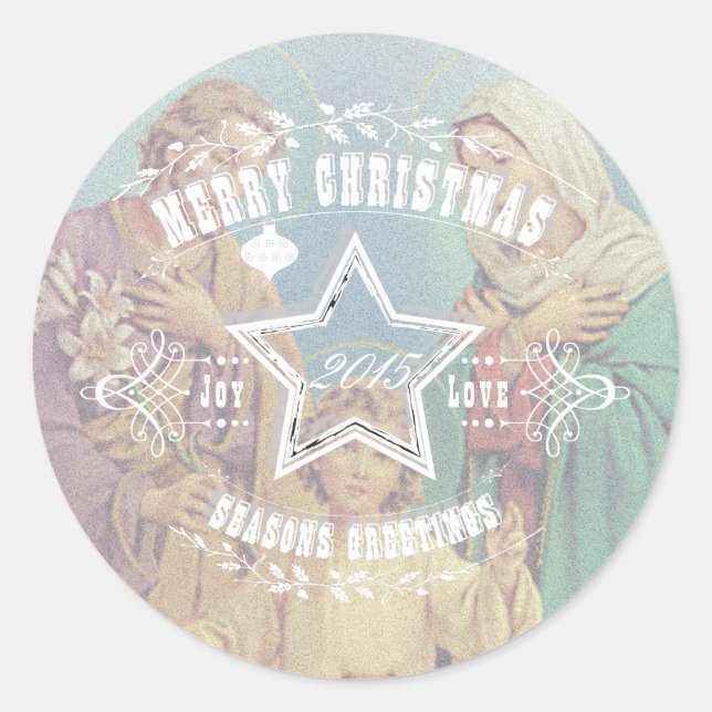 Rond Sainte Famille DE NOËL - Sticker (Devant)