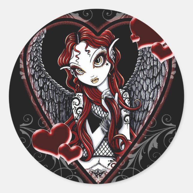 Rond Sasha Fairy Valentine's Day Sticker (Devant)