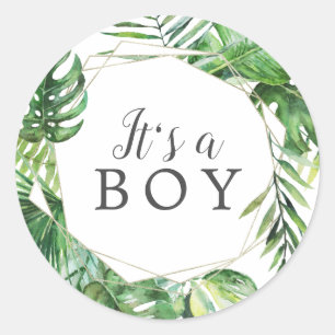 Rond Sauvage Palm Tropical C'est un Sticker Baby shower