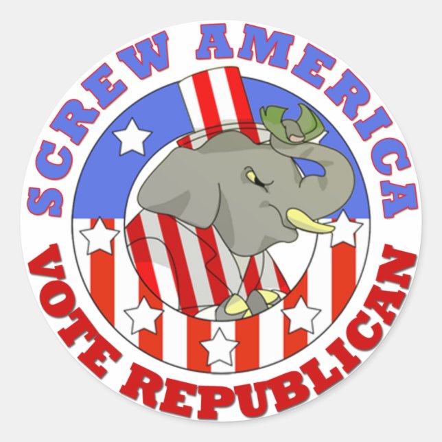 Rond Screw America Vote GOP Sticker (Devant)