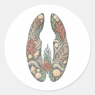 Rond Sea Turtle Botanical Track Nature Sticker