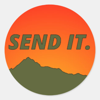 Rond Send it. Sticker orange/Army Green