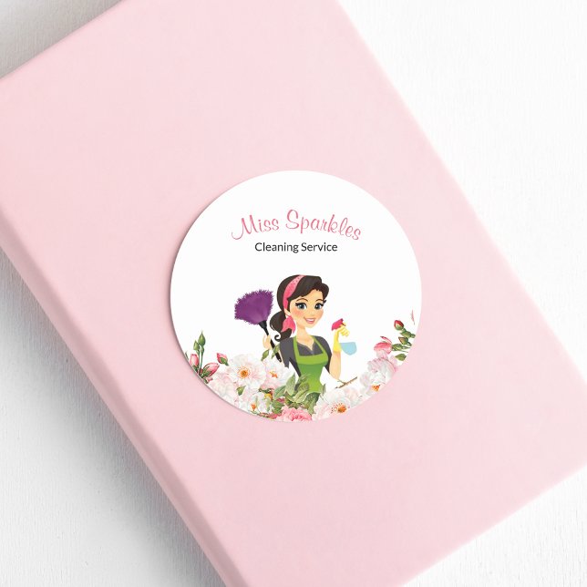 Rond Service De Nettoyage Maid Sticker Entreprise (Créateur téléchargé)