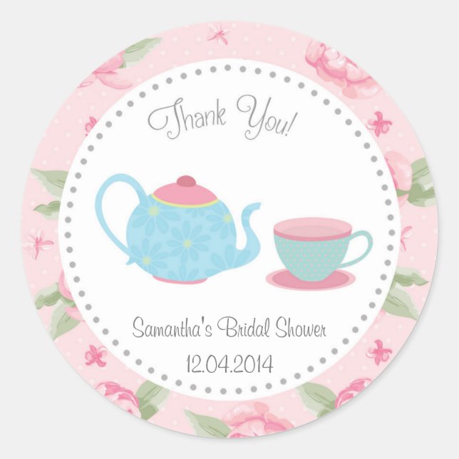 Rond Shabby Chic Tea Party Fête des mariées Sticker (Devant)