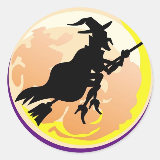 Rond Silhouette sorcière - Sticker Halloween (Devant)