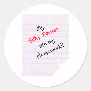 Rond Silky Terrier Ate my Homework - Sticker